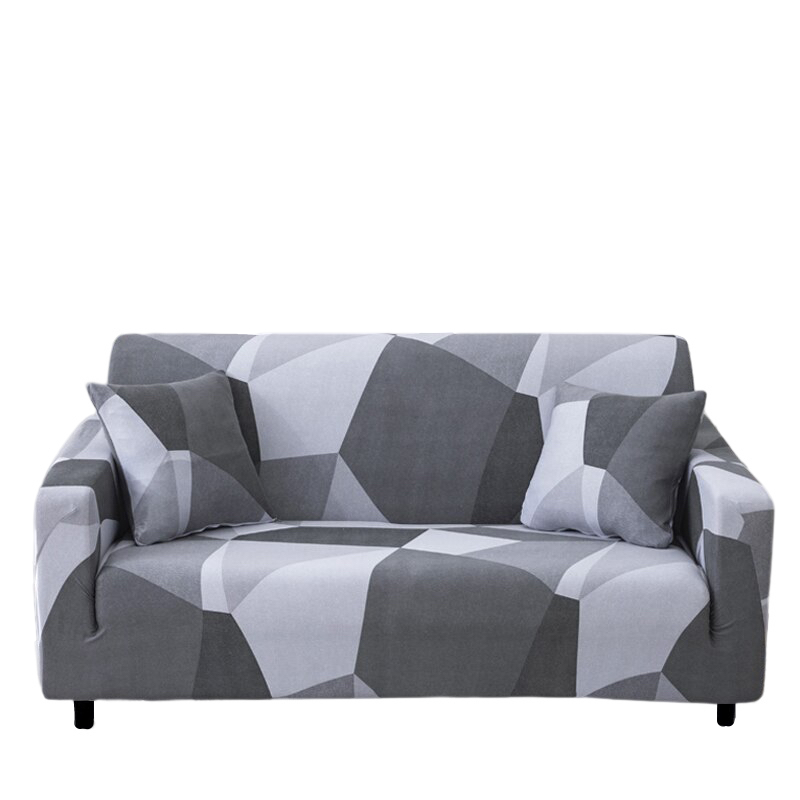 Anyhouz 4 Seater Sofa Cover White Gray Geometric Style and Protection For Living Room Sofa Chair Elastic Stretchable Slipcover-Slipcovers-PEROZ Accessories