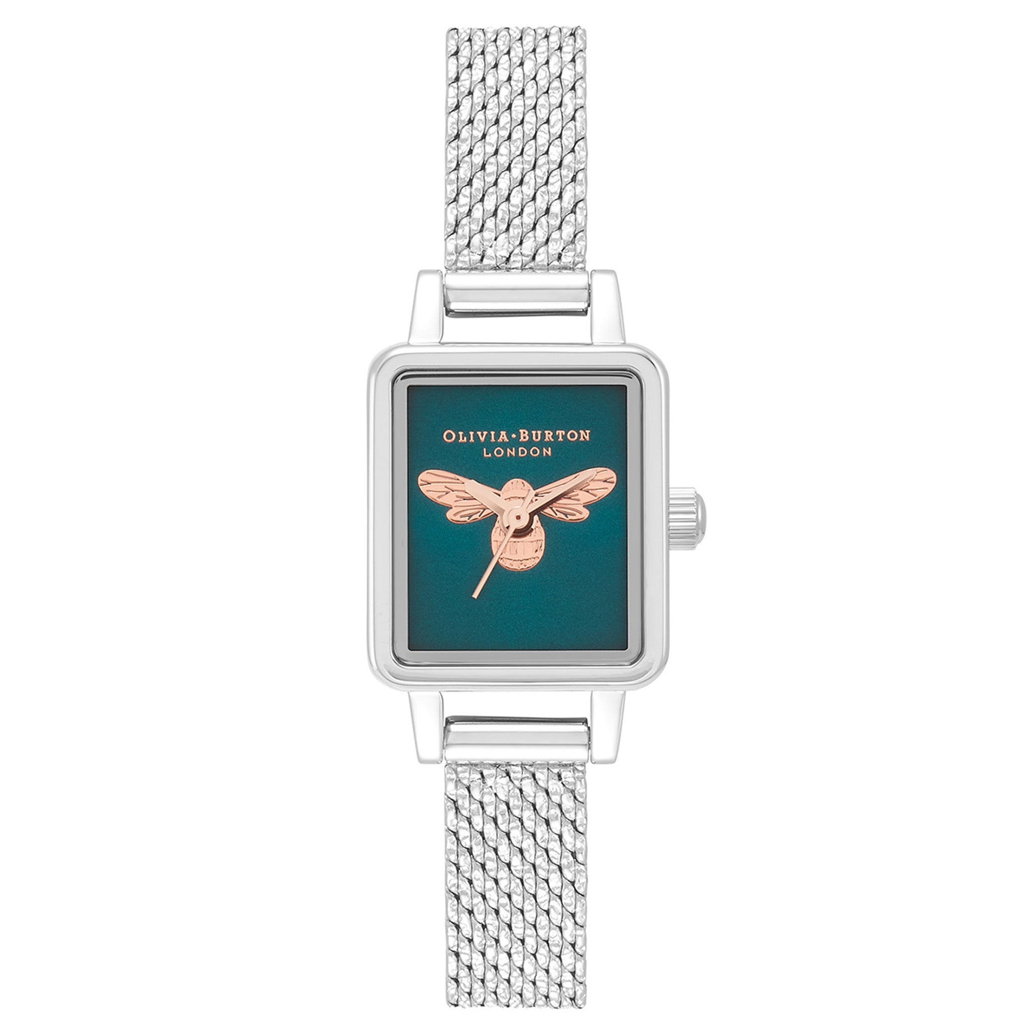 Olivia Burton Stainless Steel Navy Sunray &amp; Bee Dial Ladies Watch - OB16FB27-Quartz Watches-PEROZ Accessories